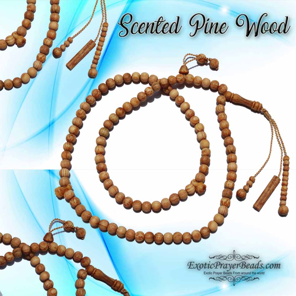 Large 10mm Naturally Scented Pine Wood Prayer Beads