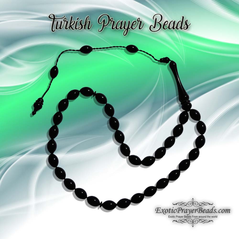 Pitch Black Monomer Prayer Beads from Turkey